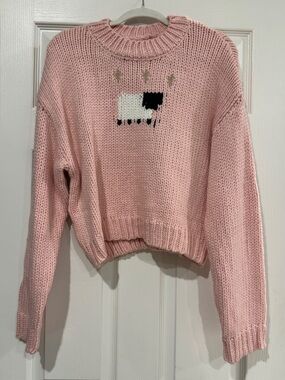 Soft Pink Sheep Knit Sweater